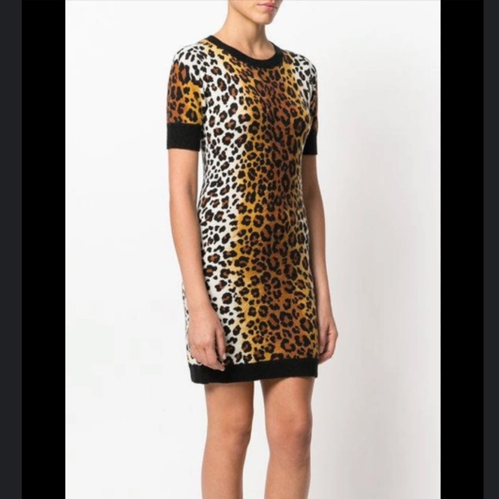 LOVE MOSCHINO Animal Leopard Print Short Sleeve Pullover Sweater Dress - Picture 3 of 13